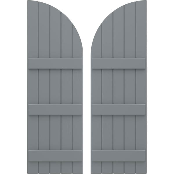 Ekena Millwork Americraft 5-Board (3 Batten) Wood Joined Board-n-Batten Shutters w/ Arch Top, ARW401BQ518X33CHH, PR ARW401BQ518X33CHH - main